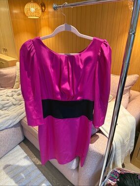 JAYGODFREY Magenta Puff-Sleeve Tunic with Black Waistband